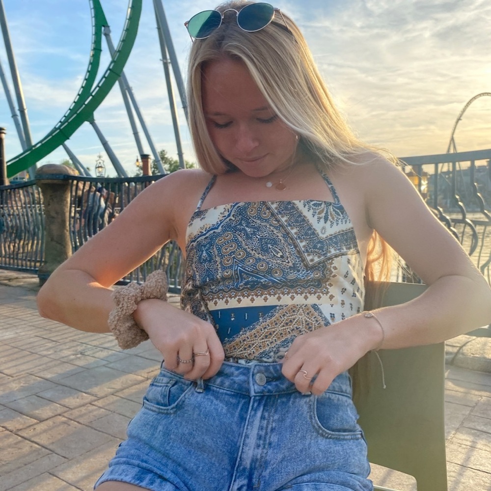 Silk Scarf Crop Top, Corset Back